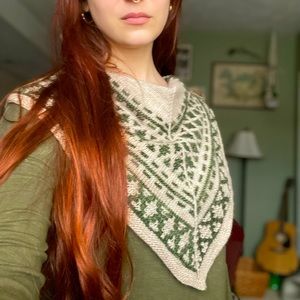hand knit silk linen cowl